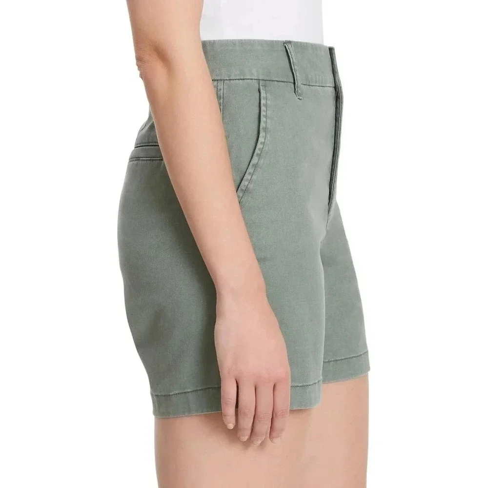 Gloria Vanderbilt Women High Rise Cotton Chino Shorts, Green, Size 16, New